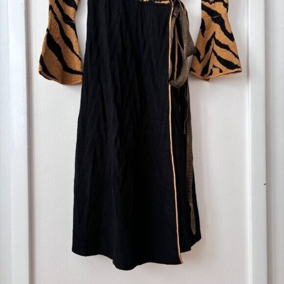 Diane Von Furstenberg Tal Jacquard Midi Wrap Dress Black Animal Print - Picture 8 of 10